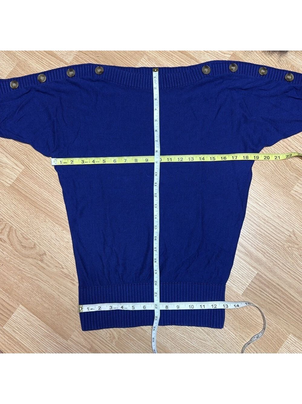 ✨ The Limited Royal Blue Button-Shoulder Knit Sweater | Size S - Picture 3 of 5